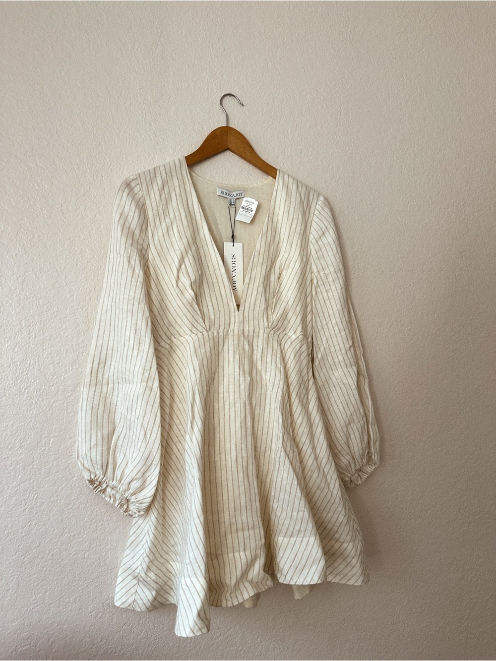 Shona Joy Cream Striped Mini Dress